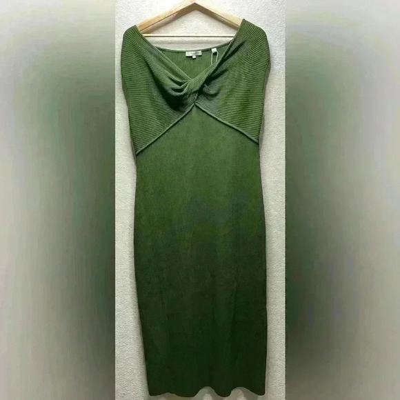 Vince Ribbed Twist Dress in Green (Size XL) NWT - Picture 5 of 8